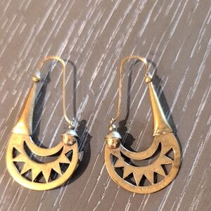 Gold Sunburst Drop Earrings